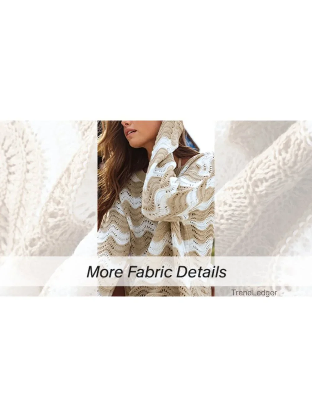 Women's Crochet Cover Up Long Sleeve Striped Beach Top for Swimwear